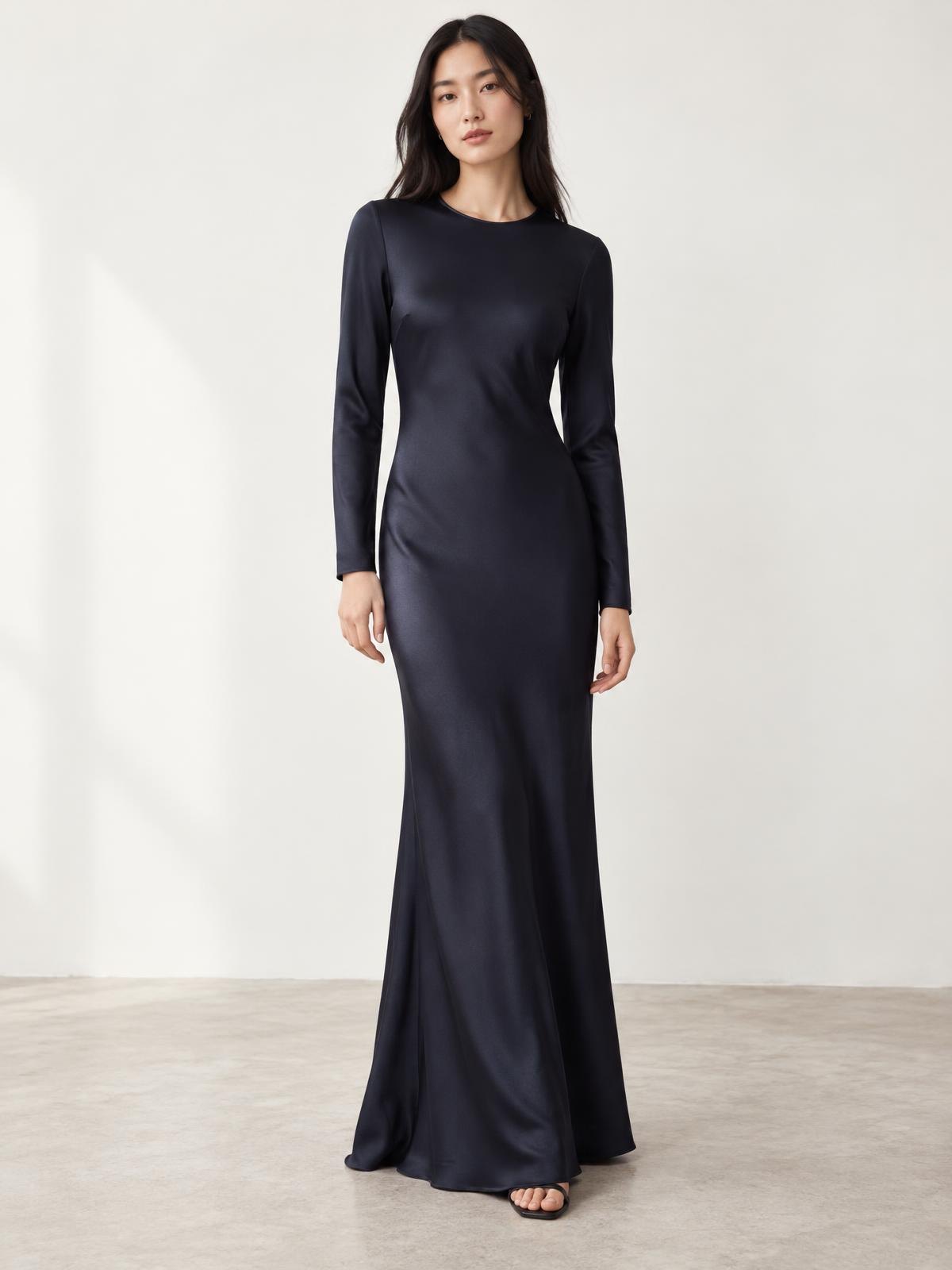Lune Boreale Long Sleeve Column Gown worn by a model